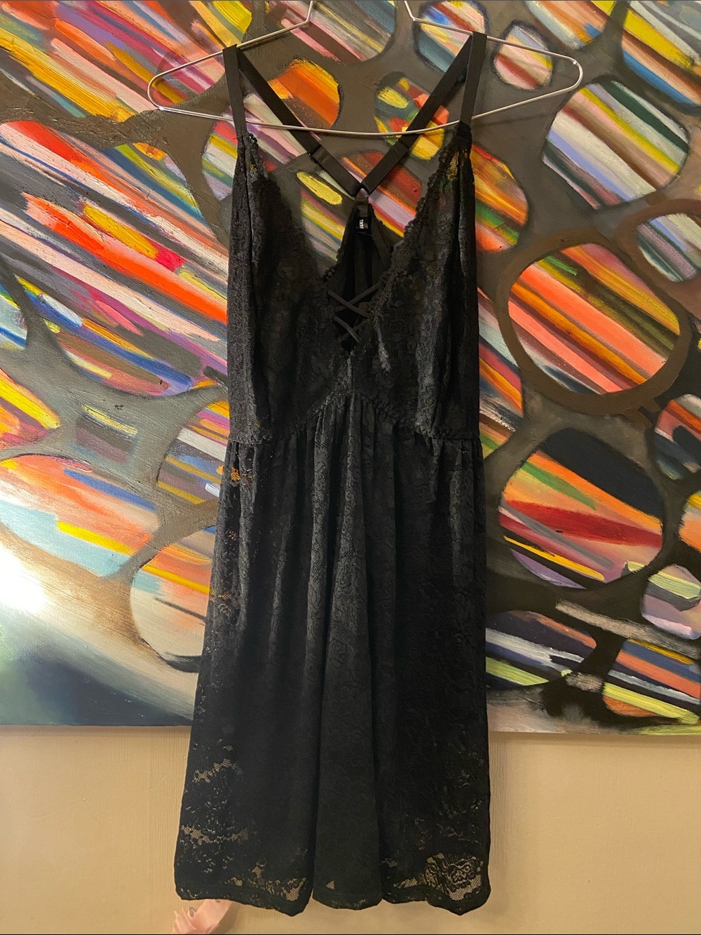 Torrid Curve Size 3 Black Lace V-Neck Slip Dress Lingerie